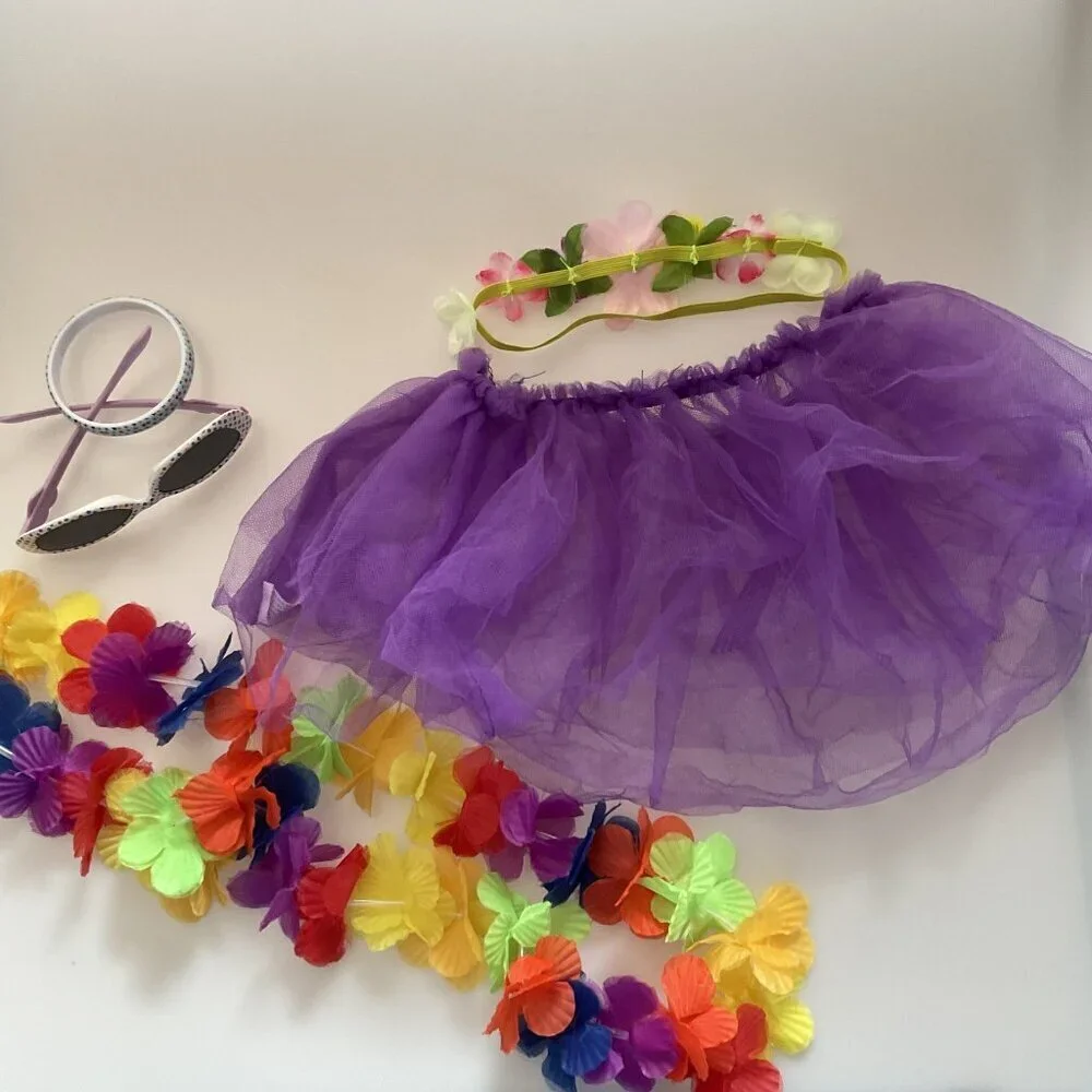 Girls Purple Tutu Costume Set Bundle 5pc Size 3+ GUC